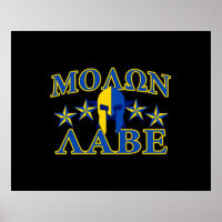 Molon Labe Spartan Warrior 5 stars Yellow Blue