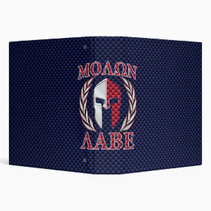 Molon Labe Spartan Warrior Blue Carbon Fibre Print Binder