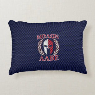 Molon Labe Spartan Warrior Carbon Fibre Chrome Accent Pillow