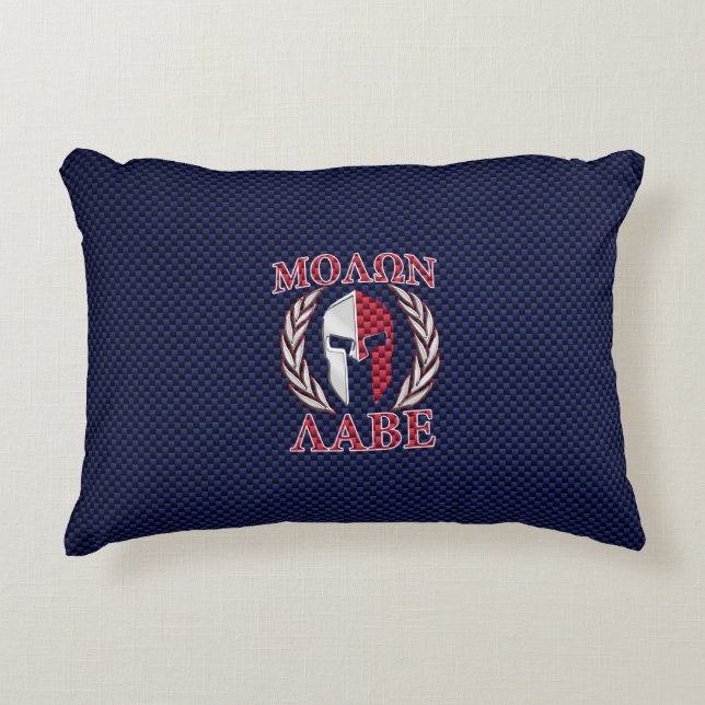 Molon Labe Spartan Warrior Carbon Fibre Chrome Accent Pillow (Front)