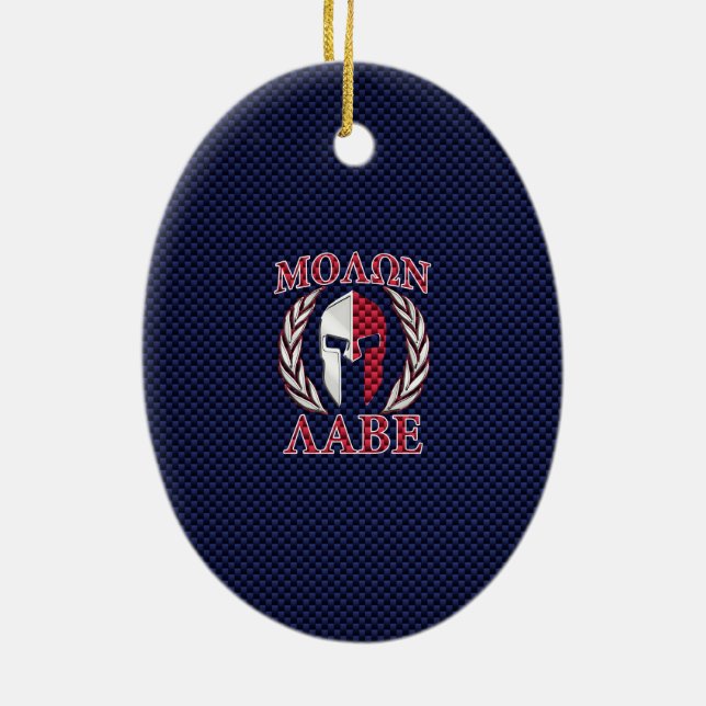 Molon Labe Spartan Warrior Carbon Fibre Chrome Ceramic Ornament (Back)
