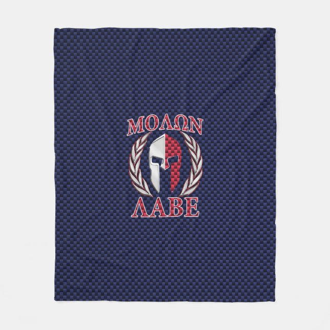 Molon Labe Spartan Warrior Carbon Fibre Chrome Fleece Blanket (Front)