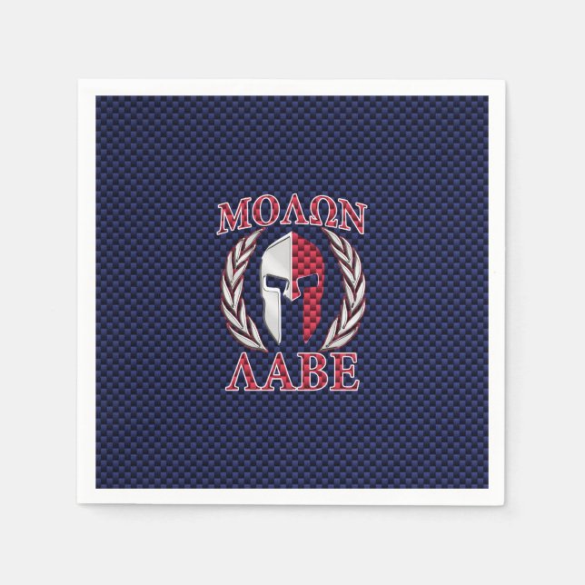 Molon Labe Spartan Warrior Carbon Fibre Chrome Napkin (Front)