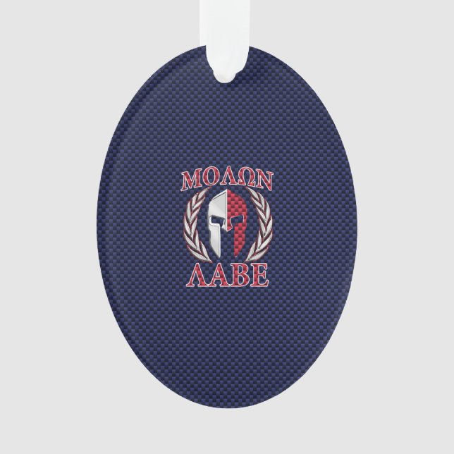 Molon Labe Spartan Warrior Carbon Fibre Chrome Ornament (Front)