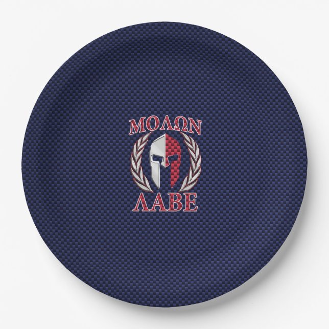 Molon Labe Spartan Warrior Carbon Fibre Chrome Paper Plate (Front)