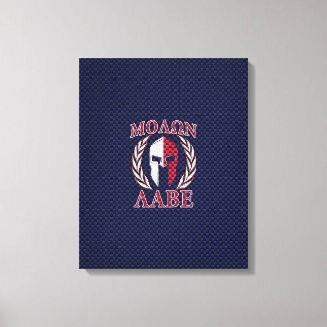 Molon Labe Spartan Warrior Carbon Fibre Style Canvas Print (Front)