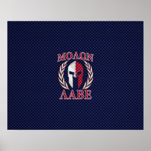 Molon Labe Spartan Warrior Carbon Fibre Style Poster