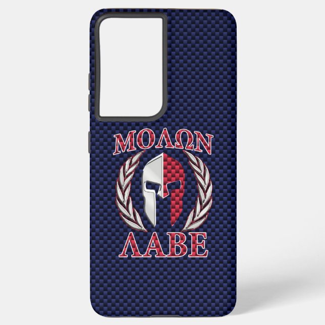 Molon Labe Spartan Warrior Carbon Fibre Style Samsung Galaxy S21+ Case (Back)