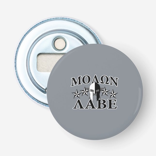 Molon Labe Spartan Warrior Helmet 5 stars B&W Bottle Opener (Front)