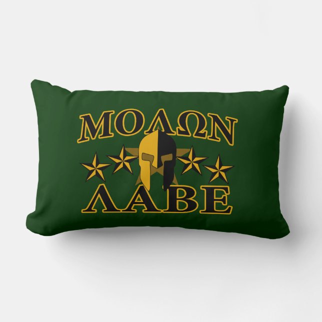 Molon Labe Spartan Warrior Helmet 5 stars Lumbar Pillow (Front)