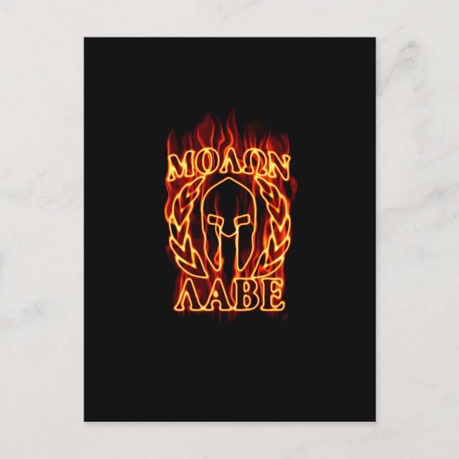 Molon Labe Spartan Warrior in Flames Postcard (Front)
