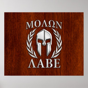 Molon Labe Spartan Warrior Laurels Chro Wood Print