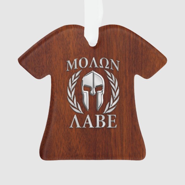Molon Labe Spartan Warrior Laurels Chro Wood Print Ornament (Front)
