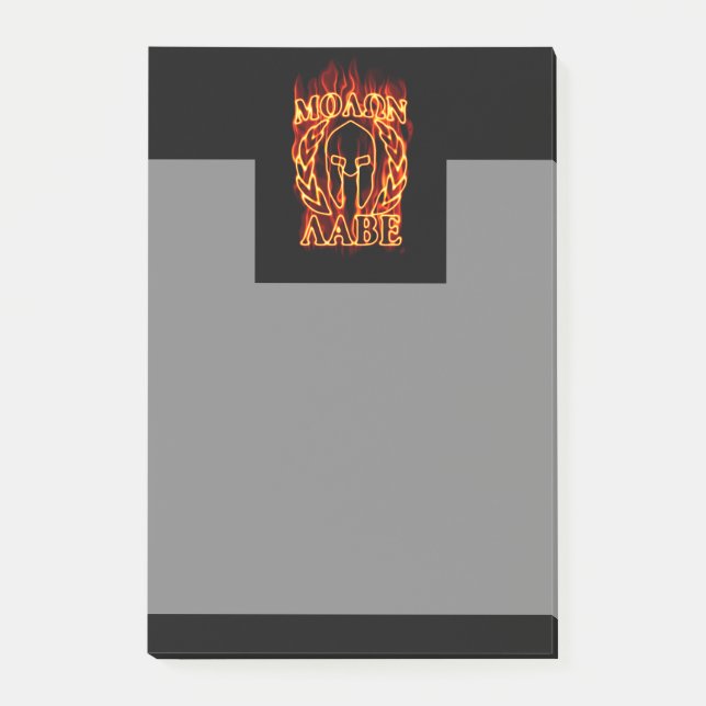Molon Labe Spartan Warrior Laurels on Fire Post-it Notes (Front)
