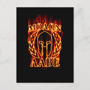Molon Labe Spartan Warrior Laurels on Fire Postcard