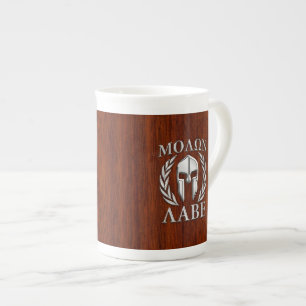 Molon Labe Spartan Warrior Laurels Wood Decor Bone China Mug