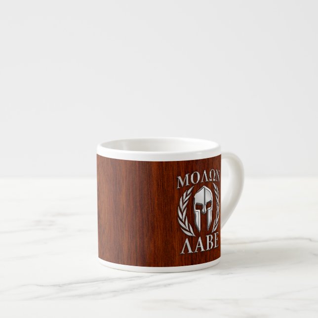 Molon Labe Spartan Warrior Laurels Wood Decor Espresso Cup (Front Right)