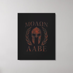 Molon Labe Spartan Warrior Mask Laurels Iron Canvas Print