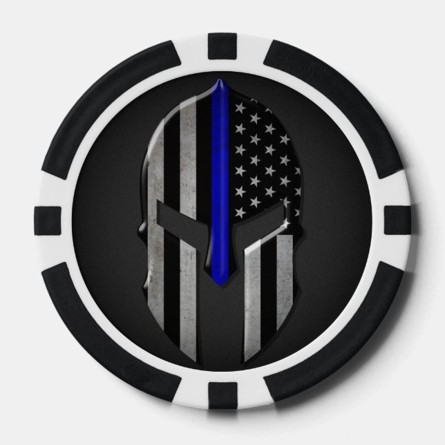 Molon Labe Thin Blue Line Poker Chips (Front)