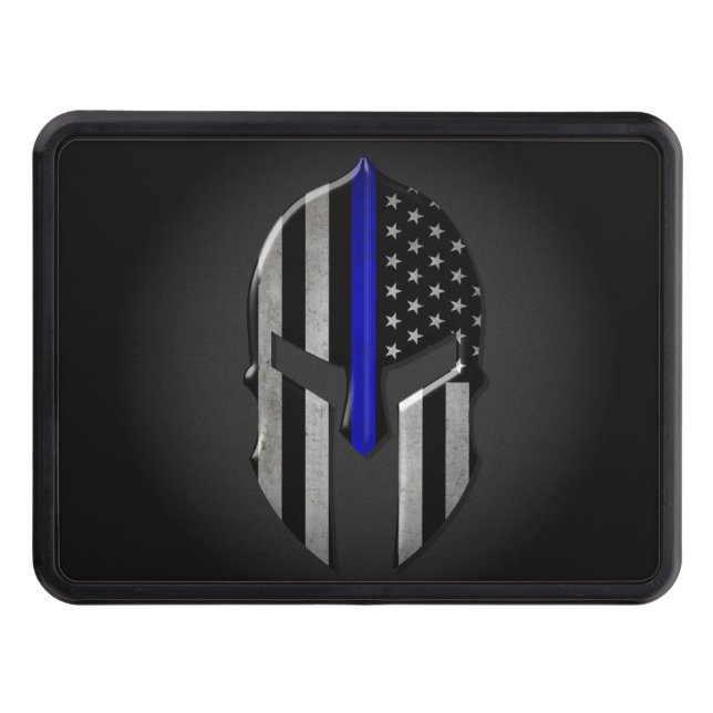Molon Labe Thin Blue Line Trailer Hitch Cover (Front)