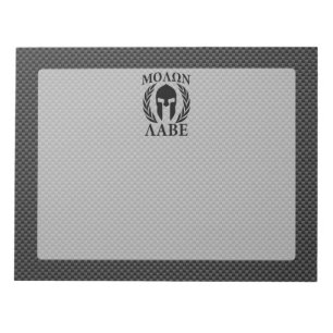 Molon Labe Warrior Laurels on Black Carbon Notepad