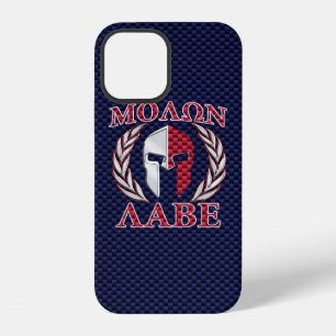 Molon Labe Warrior Mask Blue Carbon Fibre Decor iPhone 12 Case