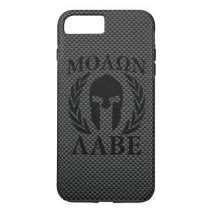 Molon Labe Warrior Mask Laurels Carbon Fibre Like iPhone 8 Plus/7 Plus Case