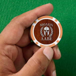 Molon Labe Warrior Mask Laurels in Chrome Poker Chips