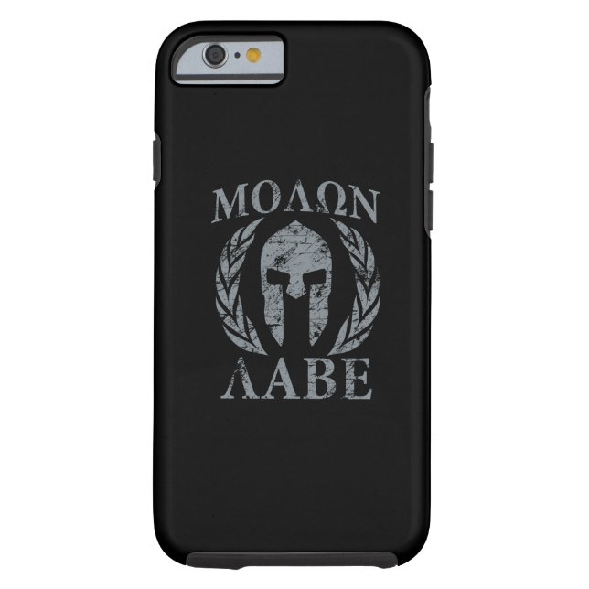 Molon Labe Warrior Mask Laurels on Black Case-Mate iPhone Case (Back)