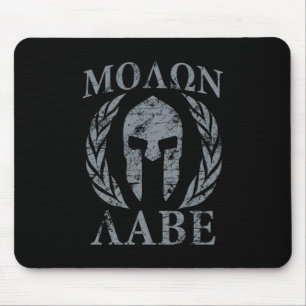 Molon Labe Warrior Mask Laurels on Black Mouse Pad