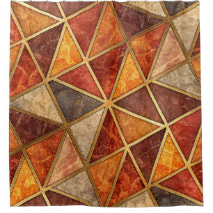 Molten Amber and Crimson Geometric - Marble Mosaic