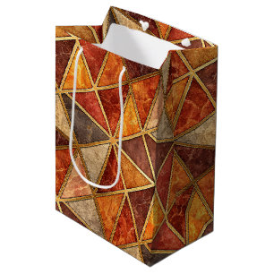 Molten Amber and Crimson Geometric - Marble Mosaic Medium Gift Bag