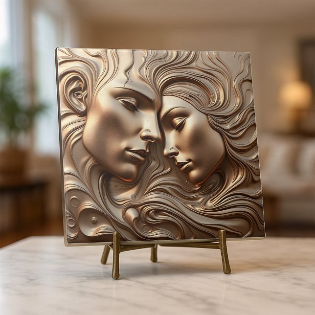 Molten Bronze Metallic Fluid Swirl Lovers Art Tile (Creator Uploaded)