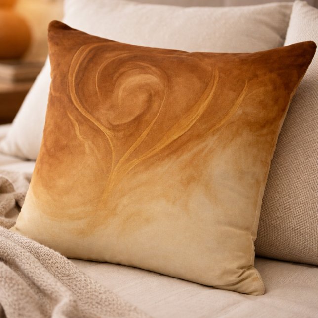 Molten Gold Swirl Throw Pillow (Molten brown and muted gold swirls bring warmth and depth to modern neutral spaces.)