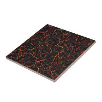 Molten hot lava through cracked earth tile