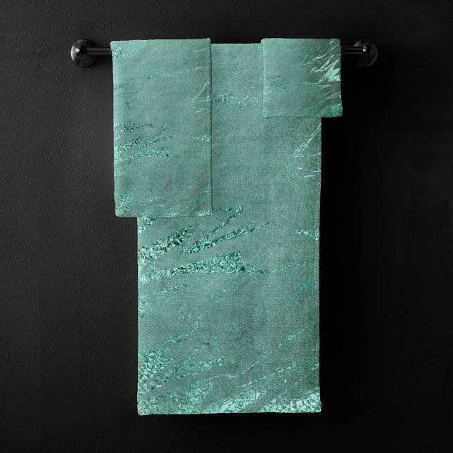 Molten Jade | Emerald Green Luxury Marble Bath Towel Set (Creator Uploaded)