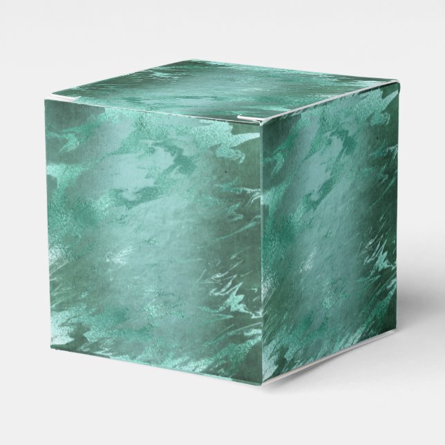 Molten Jade | Emerald Green Luxury Marble Favor Box (Front Side)