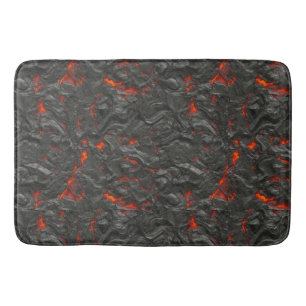 Molten lava volcano black and red bath mat