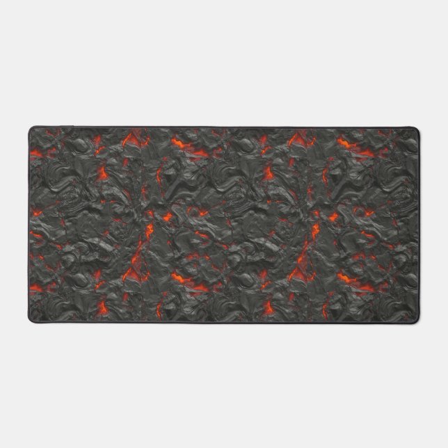 Molten lava volcano black and red desk mat (Front)