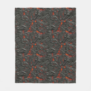 Molten lava volcano black and red fleece blanket