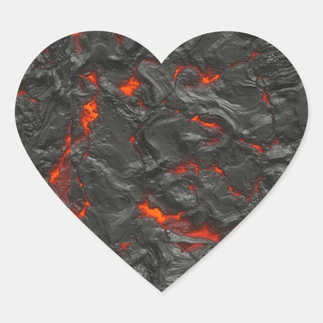 Molten lava volcano black and red heart sticker (Front)