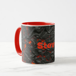Molten lava volcano black and red mug