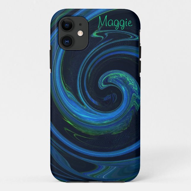Molten Malachite Azurite Abstract Wave Case-Mate iPhone Case (Back)