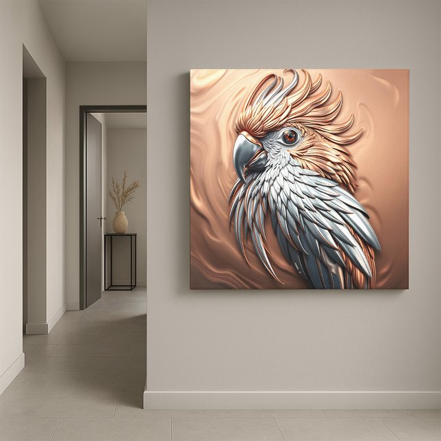 Molten Metallic Copper Gold Silver Cockatoo Parrot Canvas Print (Creator Uploaded)