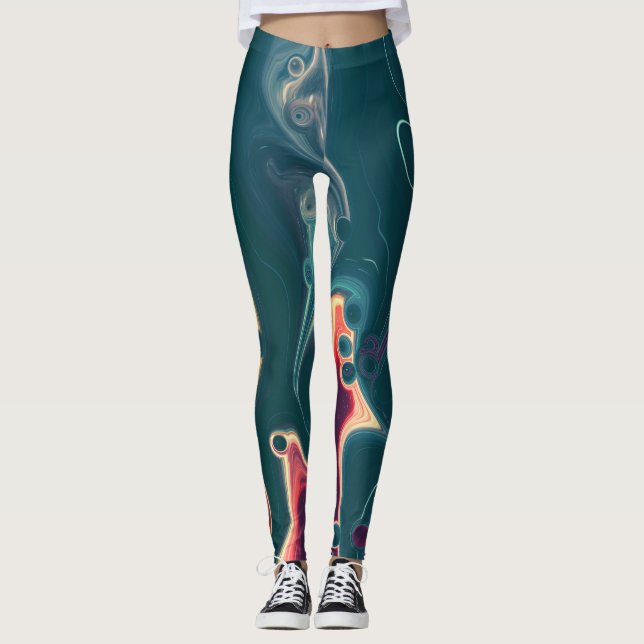 Molten Waves in Midnight Motion Leggings (Front)