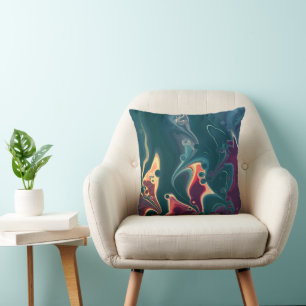 Molten Waves in Midnight Motion Throw Pillow
