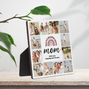 Mom 12 Photo Collage Rainbow Plaque