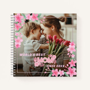 Mom 1 photo modern elegant pink girly mothers day  notebook