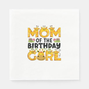 Mom 1st Birthday Girl Giraffe Theme Party Zoo Safa Napkin