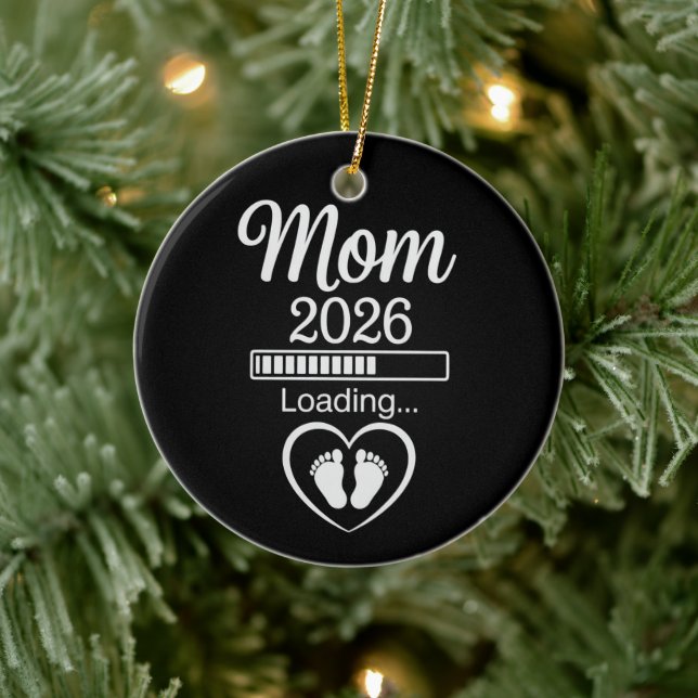 Mom 2026 Loading Dad Pregnancy Announcement Baby Ceramic Ornament (Tree)